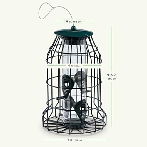 Squirrel Resistant Bird Feeders 22 oz. Bird Feeder with 4 Perches for Small Backyard Birds ONLY. Bird Feeder Squirrel Proof/Chew Proof/Rustproof. Fill with Wild Bird Seed for Outside Feeders