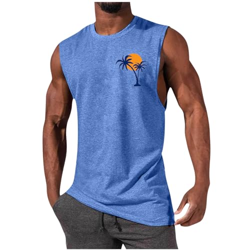 Lisgai Deals of The Day Clearance Prime, T Shirts for Men Big and Tall, Tank Tops Men Summer Sleeveless Tropical Beach Shirts Palm Tree Print Hawaiian T-Shirt Casual Muscle Sports Basic Tees