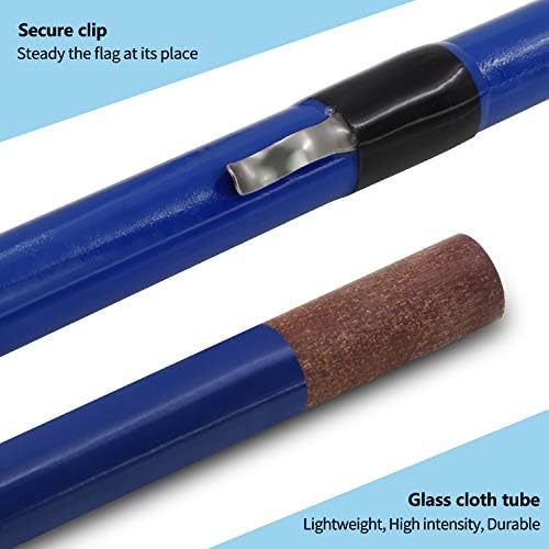 Anley 10Ft Telescopic Flagpole - Retractable Fiberglass Outdoor Telescoping flag pole - Reinforced Twist-to-tighten Section & Clip Hook Top - Lightweight Durable Pole (Blue)