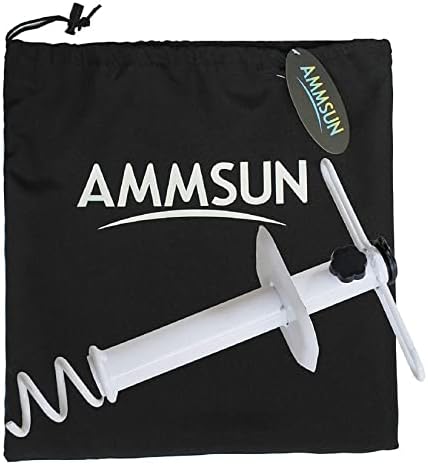 AMMSUN Beach Umbrella Sand Anchor Metal Heavy Duty Outdoor Umbrellas Base Ground Screw Auger with Carry Bag Universal & One Size Fits All for Sun Protection, Shade, High Winds White