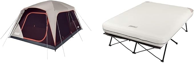 Coleman Skylodge Camping Tent, 8/10/12 Person Weatherproof Family Tent with Convertible Screen Room, Color-Coded Poles, Room Divider, Rainfly, and Storage Pockets, Fits Multiple Queen-Sized Airbeds