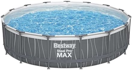 Bestway Steel Pro MAX Above Ground Swimming Pool (15' x 42") | Round Outdoor Backyard Family Pool with Color-Changing Pool Liner | Features 7-Color LED Lights
