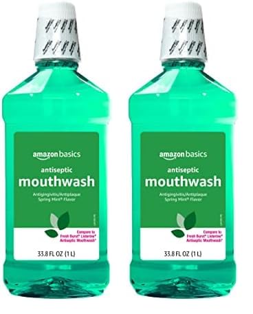 Amazon Basics Antiseptic Mouthwash, Mint, 33.80 Fl Oz, 2 Pack