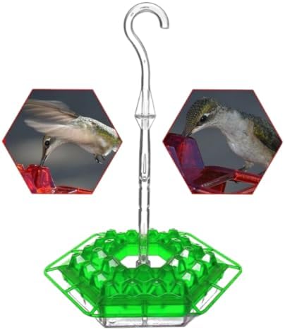 Ant & Bee-Proof Hummingbird Feeder with 30 Feeding Ports - 11oz Easy-Clean Outdoor Hanging Feeder, Includes Perch & Cleaning Brush for Window and Backyard Decoration (1, Green)
