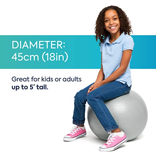 Bouncyband Medium Balance Ball, Dark Blue – Create Flexible Seating to Improve Focus in The School, Office, or Home with This No-Roll Weighted Ball – 21.6” (55cm) Ball for People Between 5’-5’6 Tall