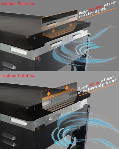 Upgraded Wind Guards for 28 inch Blackstone Griddle, Blackstone Griddle Accessories, Magnetic 430 Stainless Steel Wind Screens, Hold Heat, Protect Flame, Save Gas