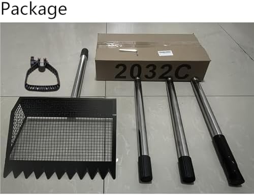 10 Inch 2 in 1 Chicken Poop Scooper & Rake Chicken coop Scoop with Ergonomic Grip Adjustable Long Handle (22 to 62") Sifting Shovel Stainless Steel Metal coop Scoop