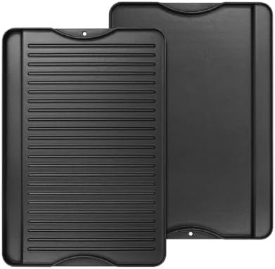 AJinTeby 2-in-1 Reversible 16” x 24” Pre-Seasoned Cast Iron Cooking Griddle for Gas Stove/Charcoal/Electric/Propane/Gas Grill, Flat Griddle Top Plate for Camping Tailgating
