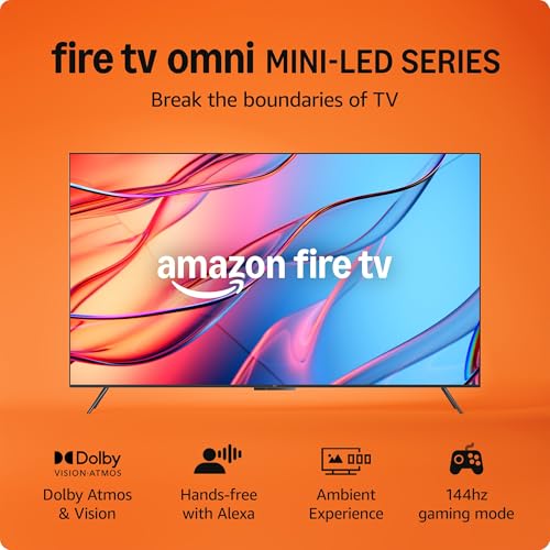 Amazon Fire TV 65" Omni Mini-LED Series, QLED 4K UHD smart TV, Dolby Vision IQ, 144hz gaming mode, Ambient Experience, hands-free with Alexa, 2024 release