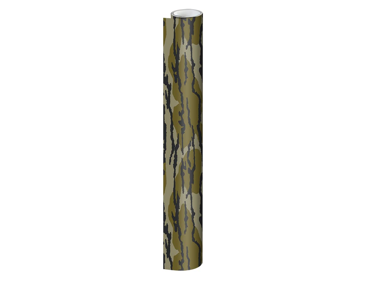 Mossy Oak Matte Camo Roll Hunting Patterns, Self-Adhesive Vinyl Wrap, DIY (24"x12", Original Bottomland)