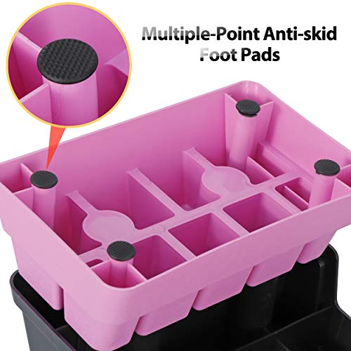 ANT MARCH 30" Aerobic Stepper for Exercise Step Up Exercise Platform with Removable Raisers Adjust 5"-7"-9"，Workout Stepper (PINK)