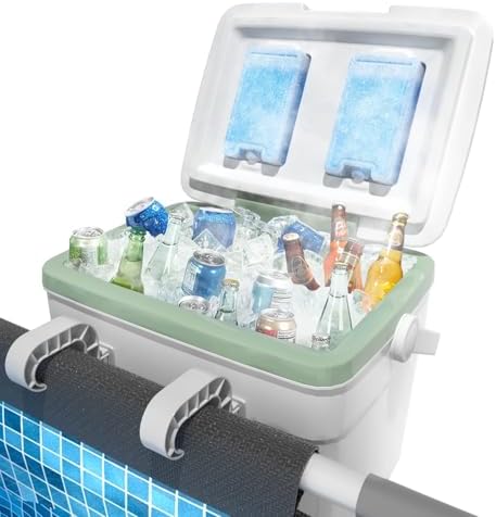 Pool Cooler with 2 Ice Pack – 22L Extra-Large Insulated Hanging Cooler for Above-Ground Pools, Fits Intex Bestway etc, Holds 24 Cans, Keeps Ice 3X Longer, Ideal for Poolside Camping & Outdoor Parties