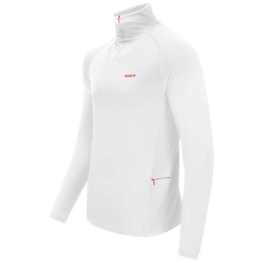 1/4 Zip Pullover - Men's Cadet Collar Comfy Thermal Long Sleeve Shirt - Turtleneck to V-Neck Convertible (Mock Neck - White - XX-Large)
