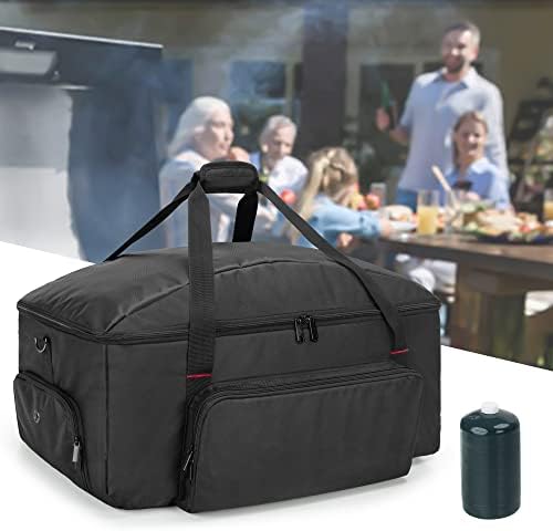 samdew Barbecue Grill Cover Compatible with Weber Q1400 Electric Grill, Outdoor Grill Storage Carry Bag Compatible with Weber Q1000 Q1200 Propane Gas Grill, Bag Only