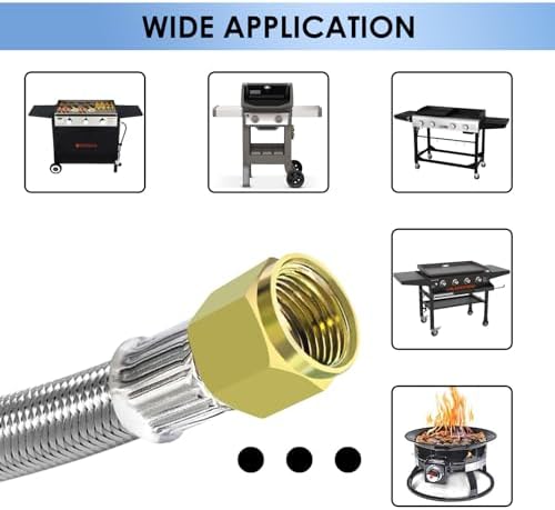 High Pressure Cast-Iron Round Burner Head 0-30PSI Adjustable Pressure Propane Regulator with Hose and Brass Fitting Propane Burner Head with 5FT Stainless Braided Hose for Turkey Fryer Burners