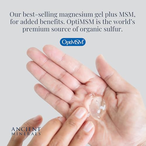 Ancient Minerals Magnesium Gel Ultra with OptiMSM and Aloe Vera - Topical Magnesium Gel Formula with MSM Best Used for Massage and Topical Application (8oz)