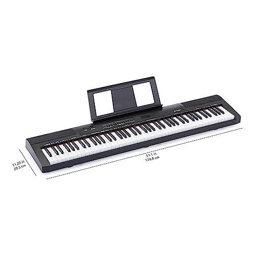 Amazon Basics Electric Keyboard 88-Keys, Semi-Weighted Digital Piano For Performance with Sustain Pedal, Power Supply, 2 Speakers, Lesson Mode, Black