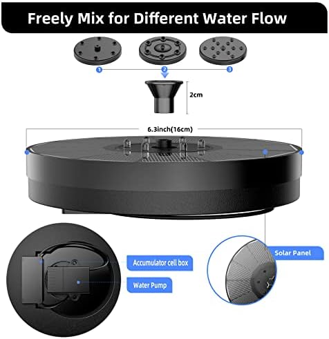ALUKIKI Solar Powered Fountain 4W Bird Bath Fountains Pump Upgraded Glass Panel Fountains with Color LED Lights 7 Nozzles & 4 Fixers for Garden Small Pond Outdoor Swimming Pool Fish Tank