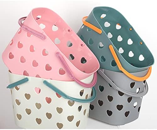 Anyoifax Portable Shower Caddy Tote Plastic Storage Basket with Handle Box Organizer Bin for Bathroom, College Dorm, Pantry, Kitchen, 2 Pack, Pink