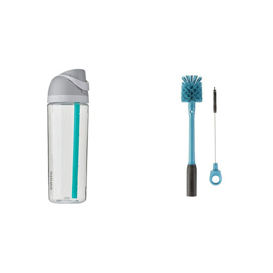 Owala FreeSip Tritan 25 Oz Water Bottle with Straw + Bottle Brush and Straw Brush