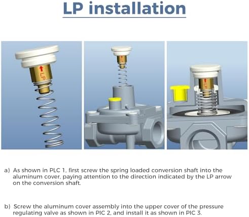 1/2" Natural Gas and Liquefied Interchange Pressure Regulator, Natural Gas Pressure Regulator with 2 Brass 1/2" NPT conversion adapter for NG/LPG Applications