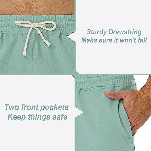 AIMPACT Mens Workout Sweat Shorts 5 Inch Cotton Casual Fitness Mens Athletic Gym Shorts with Pockets Blue
