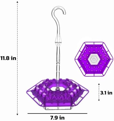 Ant & Bee-Proof Hummingbird Feeder with 30 Feeding Ports - 11oz Easy-Clean Outdoor Hanging Feeder, Includes Perch & Cleaning Brush for Window and Backyard Decoration (2, Purple)