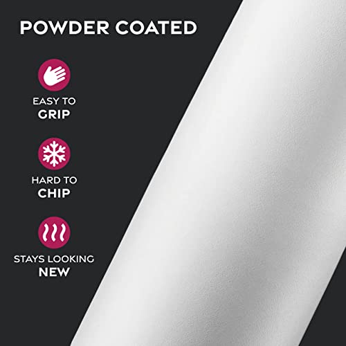 FineDine Triple Walled, Insulated Water Bottles with Straw - 25 Oz Stainless Steel Metal Bottle W/ 3 Leak Proof Lids - For Travel, School, Sports, Gym/Men, Women & Kids - Pure Pearly White