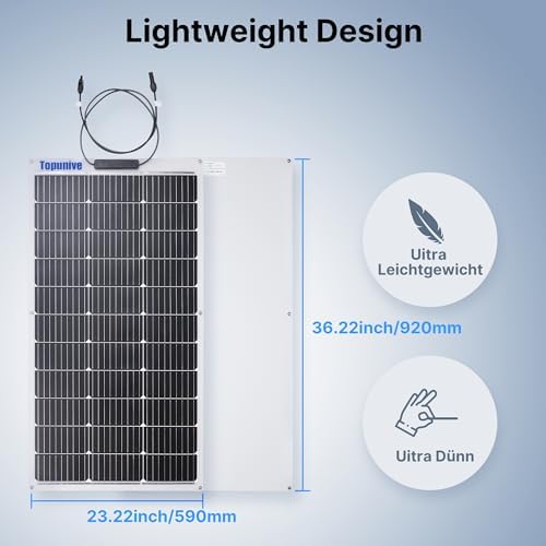 100W 12V Flexible Solar Panel 9BB Monocrystalline Cell 12 Volt Semi-Flexible for Marine RV Trailer Boat Cabin Van Car Uneven Surfaces 12V Battery Charge