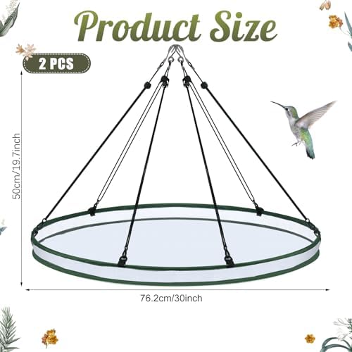 Universal Wild Bird Seed Catcher Hanging Hoop Platform Bird Seed Catcher Tray for Hummingbird Feeders Bee Feeder Outdoor Garden Accessories(2 Pieces,30 Inch)