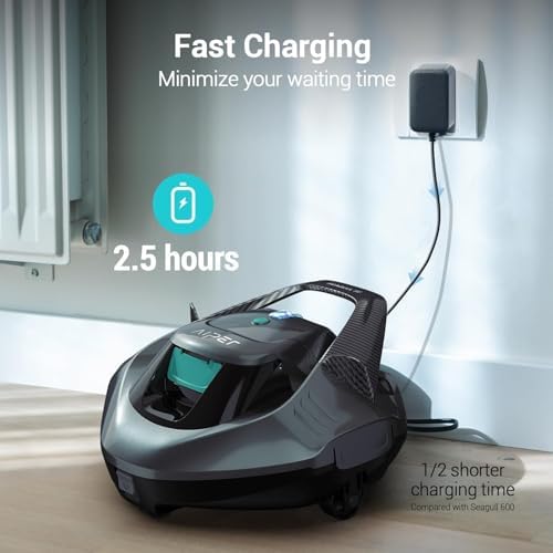 AIPER Cordless Robotic Pool Vacuum, Self-Parking Technology, Portable, Ideal for Above-Ground Flat Pool up to 40 Feet, Grey