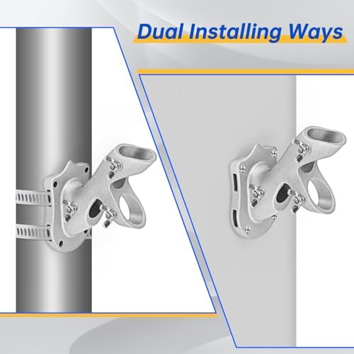 Anovo Flag Pole Kit- Stainless Steel 5 FT Flag Poles with1 Inch Metal 360° Rotating Flag Pole Rings Clip, Two-Position Flag Pole Holder Brackets Mounting for Outside House Outdoor Porch(5 FT - Sliver)