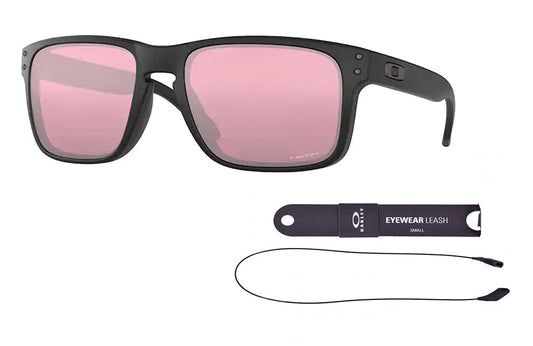 Oakley OO9102 Holbrook 9102K0 55MM Matte Black/Prizm Dark Golf Square Sunglasses for Men + BUNDLE Accessory Leash Kit+ BUNDLE with Designer iWear Eyewear Kit