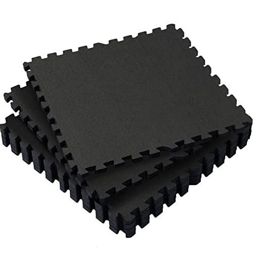 SUPERJARE 0.79 Inch Gym Flooring for Home Gym, 6 Tiles Exercise Equipment Mats with Rubber Top, Interlocking Rubber Floor Tiles for Home Gym and Fitness Room, Protective Flooring Mat Black