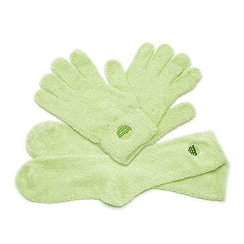 Aloe Socks and Gloves Set | Green Moisturizing Socks and Gloves Infused with Aloe and Vitamin E | Spa Socks and Gloves for Women