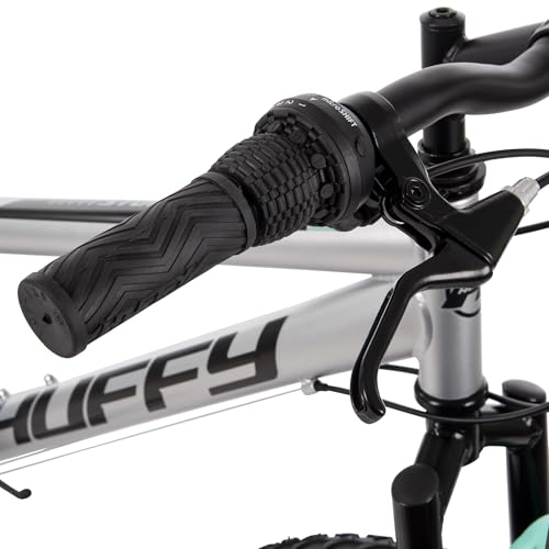 Huffy Stone Mountain Womens 24 Inch Mountain Bike, Metallic Nickel Frame, 21-Speed Shimano Twist Shifting, Front Suspension, Comfort Saddle | 20"/24"/26" Sizes, 6-21 Speeds, Dual Suspension Available