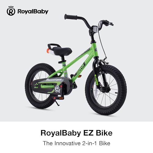 Royalbaby Freestyle EZ Kids Bike, Easy Learn Balancing to Biking, 14 Inch Balance & Pedal Bicycle, Instant Assembly Toddlers Boys Girls Ages 3-5 Years, 14" Green