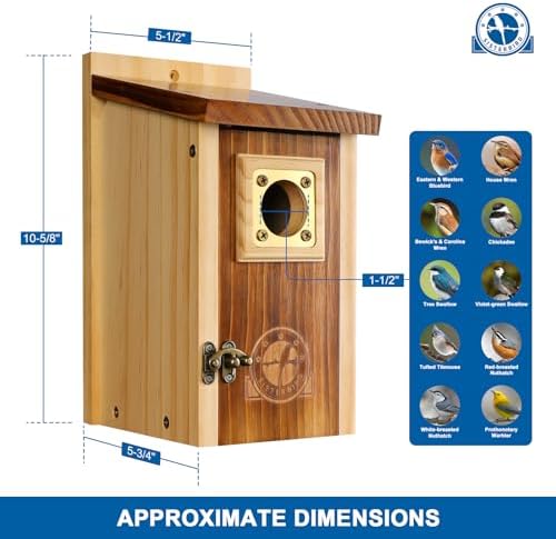 Pack of 2 Bluebird Houses for Outside, Premium Wooden Bird Houses for Outdoor, Weatherproof Blue Bird House, Bluebird Swallow Chickadee Wren, Assembly Required