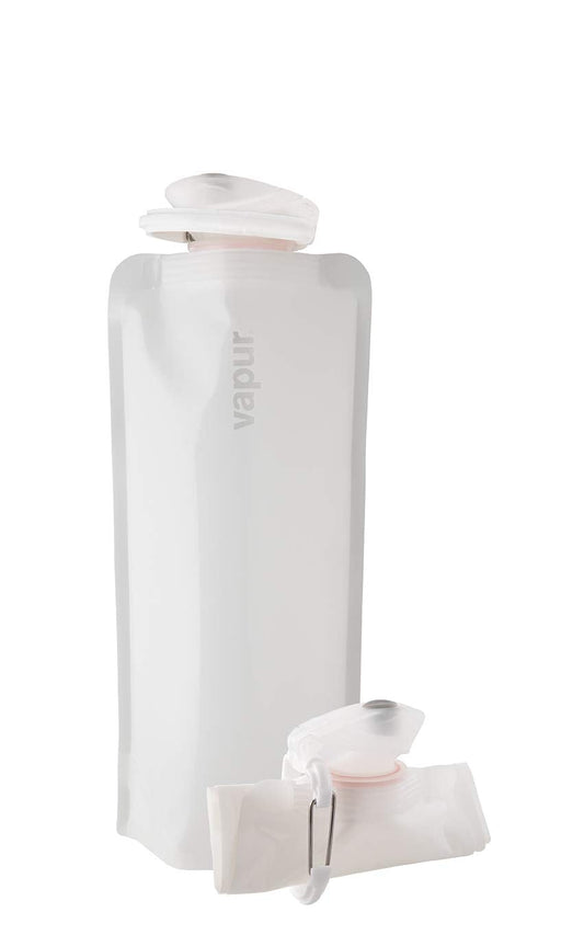 Vapur Flexible, Collapsible Wide Mouth Anti-Bottle with Detachable Carabiner, Plastic, Whiteout