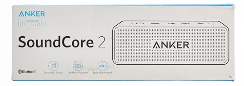 Anker Soundcore 2 Portable Bluetooth Speaker with 12W Stereo Sound, Bluetooth 5, Bassup, IPX7 Waterproof, 24-Hour Playtime, Wireless Stereo Pairing, Speaker for Home, Outdoors, Travel(Renewed)