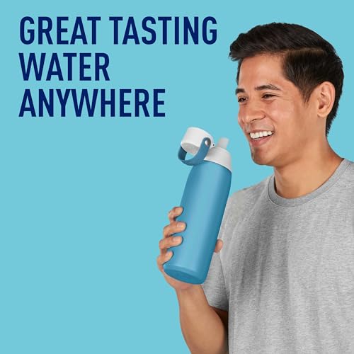 Brita Stainless Steel Premium Filtering Water Bottle, BPA-Free, Reusable, Insulated, Replaces 300 Plastic Water Bottles, Filter Lasts 2 Months or 40 Gallons, Includes 1 Filter, Carbon - 20 oz.