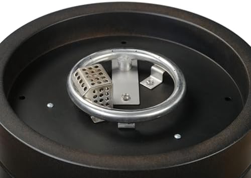 Amazon Basics 14 in 9,000 BTU Round Tabletop Propane Gas Fire Pit, Brown