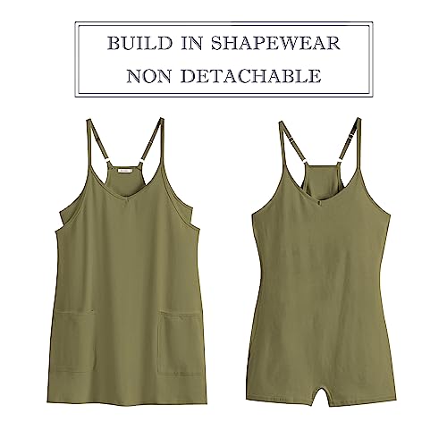 ANRABESS Women Summer Mini Romper Dress Workout Tennis Active Sports Athleisure Outfits built in Shorts Trendy Vacation Army Green Small