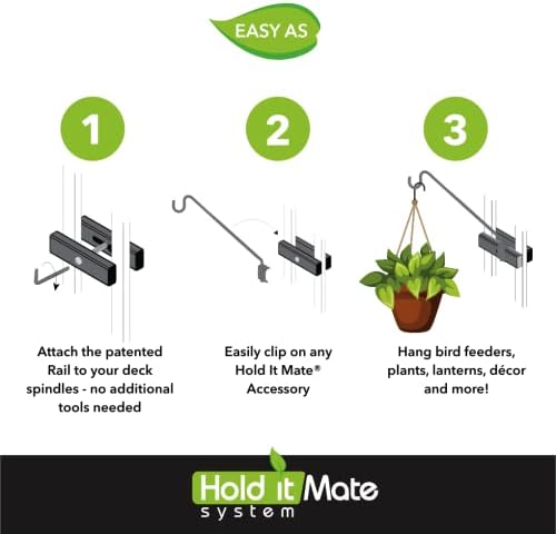 Long Hook Kits Ideal for Bird Feeders, Lighter Flower Baskets, Chimes, etc. for Vertical Spindled Deck Railings Only (34" Upright) Heavy Duty Hanger