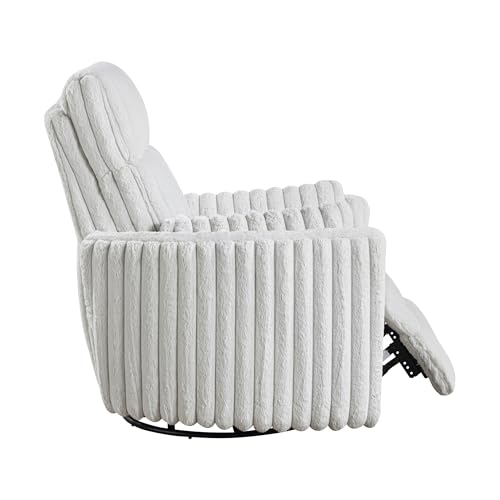 Lexicon Modern Swivel Glider Recliner Chair, Nursery Glider, Corduroy Fabric Upholstery Recliner with High Back, Manual Recliner Sofa Chair for Living Room/Office/Apartment, Gray