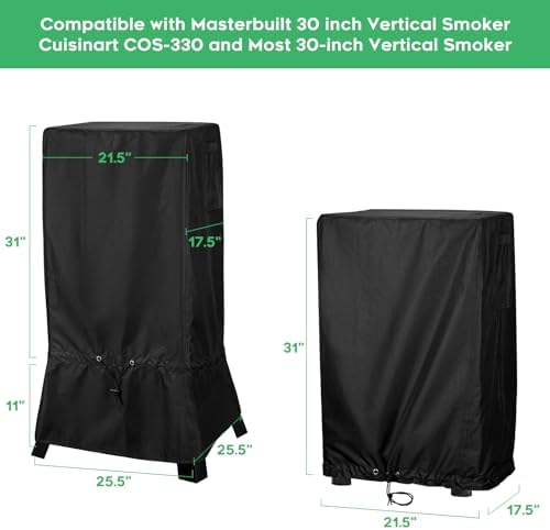 30-inch Waterproof Smoker Cover fits for Masterbuilt/East Oak and Most 30-inch Vertical Smoker Models with or Without Legs, Foldable Skirt,25.5"x 25.5" x 41.5",Heavy Duty 600D Polyester