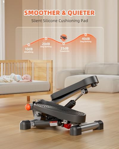 SIRHOME Mini Steppers for Exercise, Stair Stepper with Resistance Bands, Stepper with 330LBS Loading Capacity, Stepper Exercise Equipment with Resistance Bands for Full Body Workout with LCD Monitor