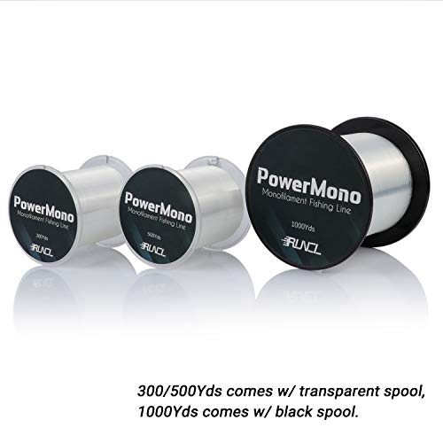 RUNCL PowerMono Fishing Line, Monofilament Fishing Line - Ultimate Strength, Shock Absorber, Suspend in Water, Knot Friendly - Mono Fishing Line (Green, 15LB(6.8kgs), 300yds)