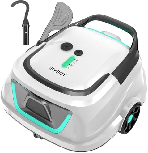 WYBOT A1 Cordless Robotic Pool Cleaner, Automatic Pool Vacuum for Above Ground with 120 Mins, Double Filters, LED Indicator, Charge in 2.5 Hours, Ideal for Above Pools (WhiteGreen)