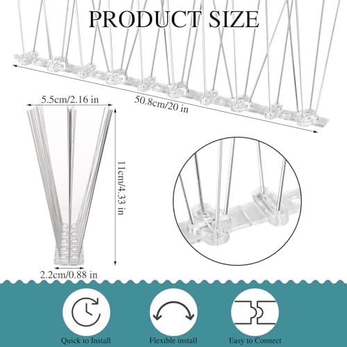 Bird Spikes Bird Deterrents Outside Pigeon Spikes with Plastic Base for Small Bird Pigeons Crows and Woodpeckers, for The Fence, Roof and Balcony
